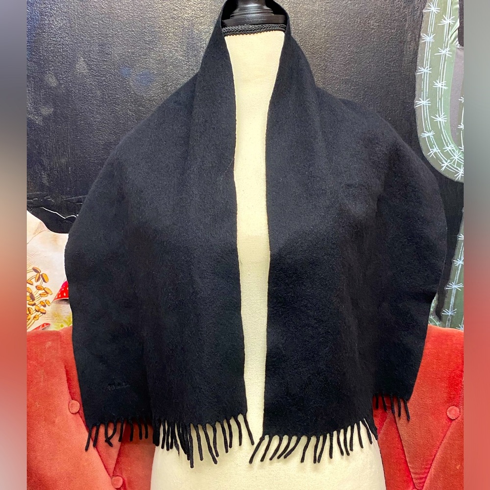 PRADA Fringe black wool scarf 🖤